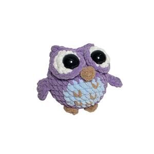 Handmade Purple Blue Brown Owl Crochet Small Gift Cute Cottage Stuffie Present